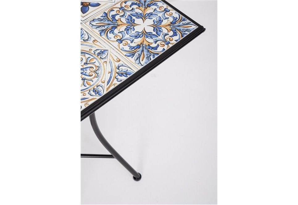 Table Mykonos Qu 60x60 - Structure en acier traité pour extérieur - Plateau en céramique - Facile à assembler