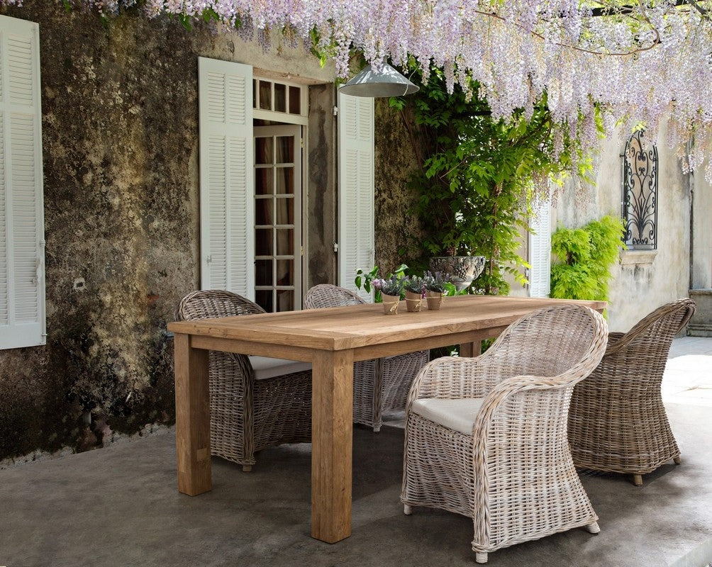 Table de jardin en bois de teck recyclé 240x100 cm