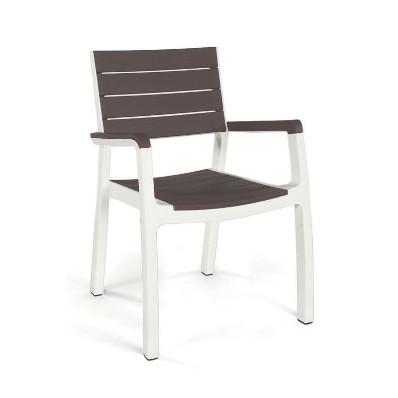 Keter Fauteuil Empilable avec Accoudoirs HARMONY Graphite-Blanc