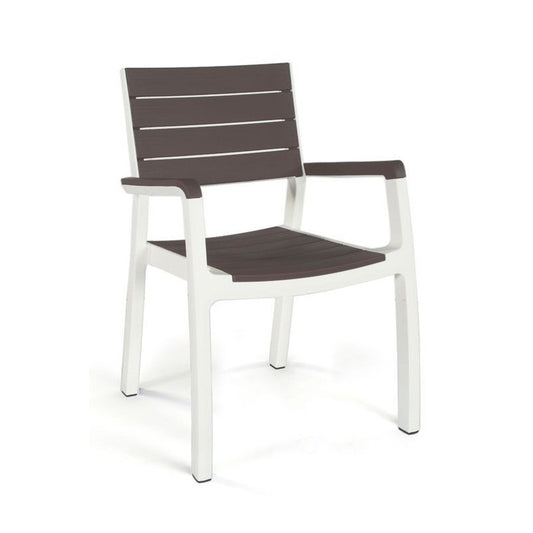Keter Fauteuil Empilable avec Accoudoirs HARMONY Graphite-Blanc