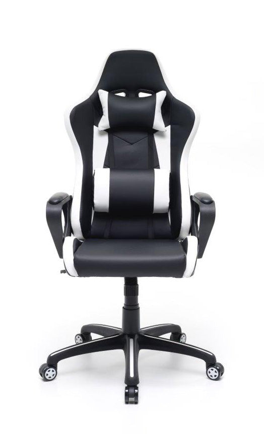 Fauteuil Gaming Professionnel Blanc avec Roues Pivotantes Antidérapantes - Dimensions : 63x63xH118 (126) cm