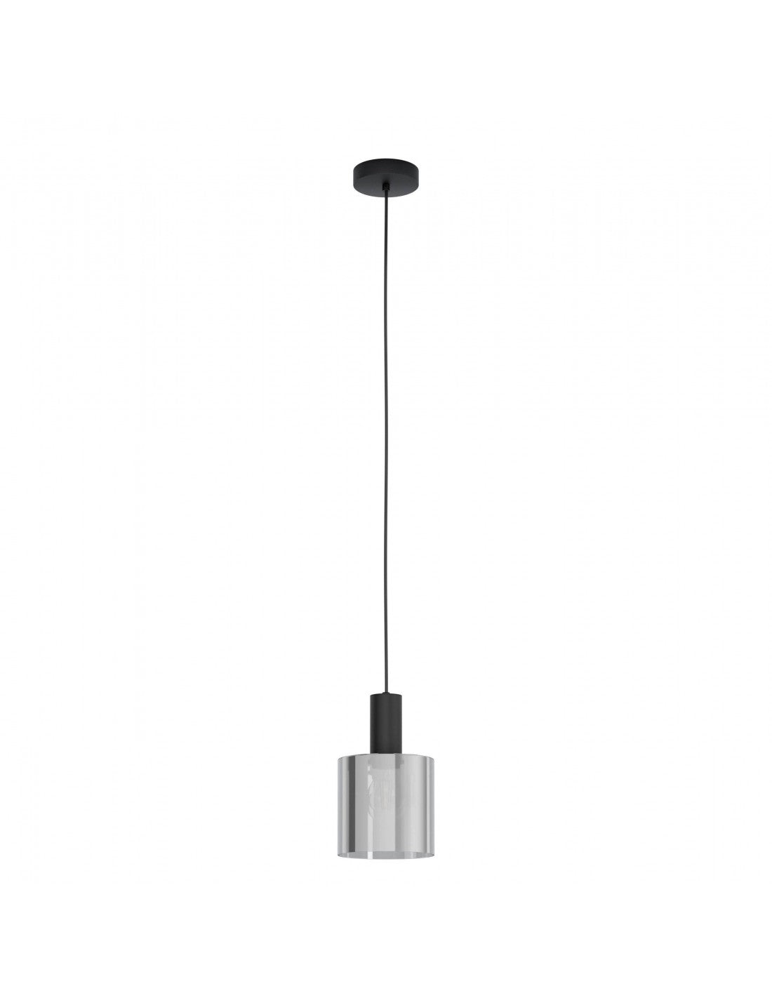 Petite suspension moderne Gorosiba en verre cylindrique fumé avec raccord 1xE27 d'un diamètre de 15 cm de la marque Eglo.