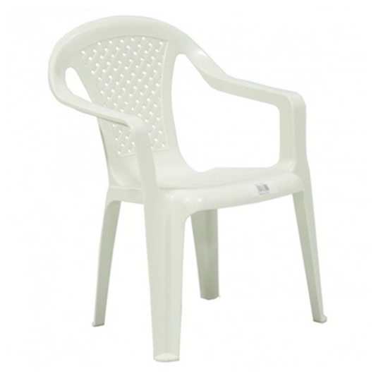 Chaise enfant en plastique avec accoudoirs - Blanc - 38x38x52 cm