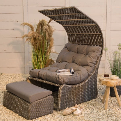 Fauteuil lit Daybed Siesta en osier Taupe - 108x90x150 cm