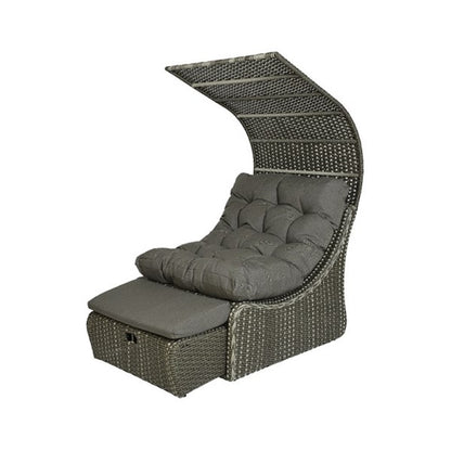 Daybed Siesta Fauteuil Lit en Osier Gris - 108x90x150 cm