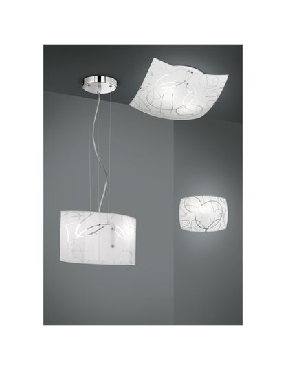 Plafonnier Spirelli Carré 1xE27 Verre Avec Cercles Décoratifs 30x30 cm Trio Lighting