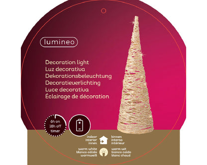 Cône en papier stable micro LED BO interne H 38 Ø 11,5 cm