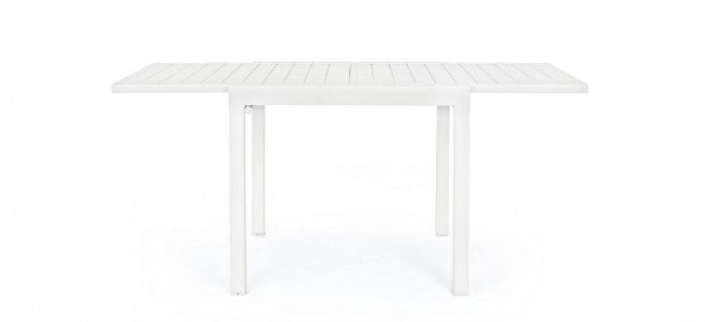 Table en aluminium enduit de poudre 83-166x80 blanc Yk11