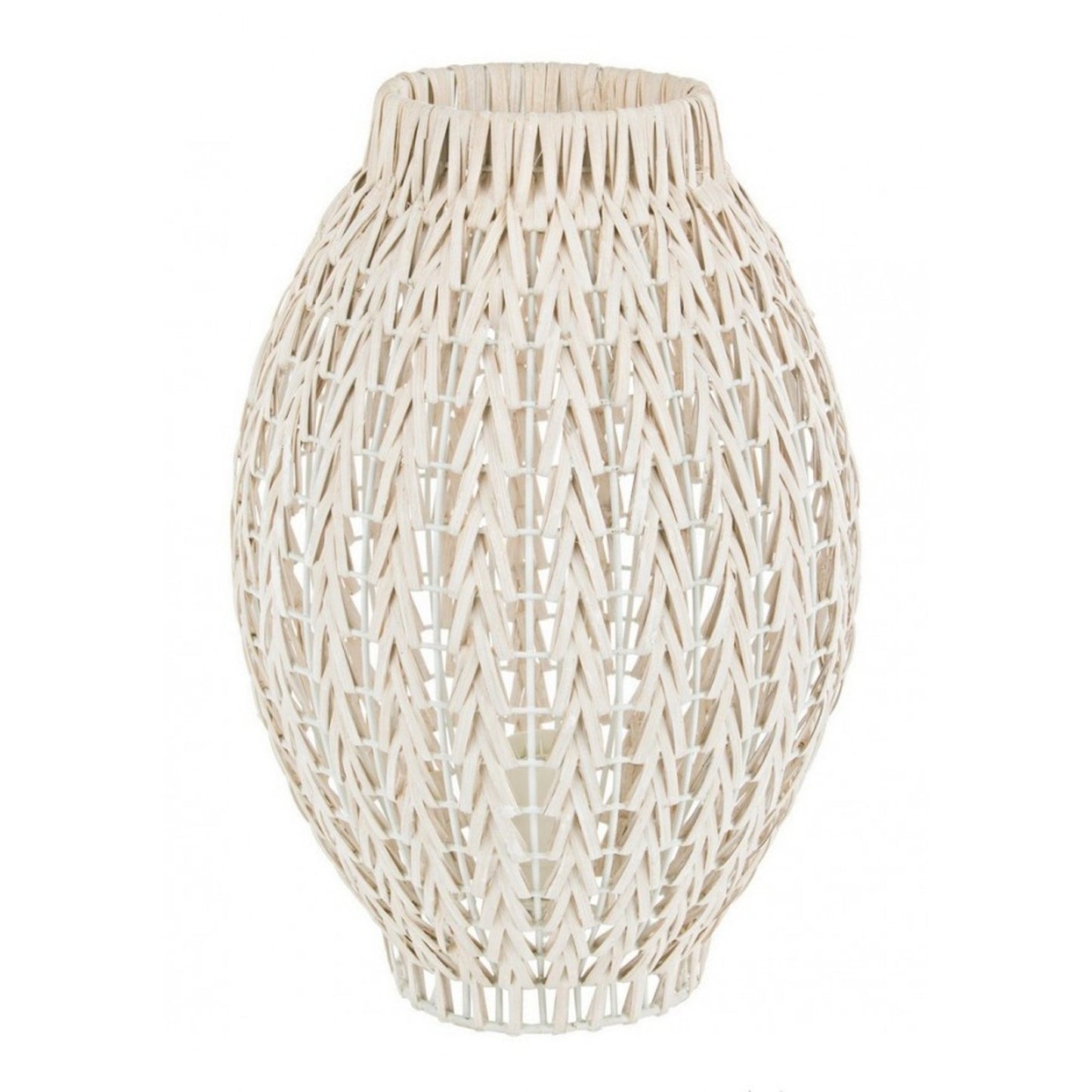 Lampada da tavolo in rattan sbiancato H51
