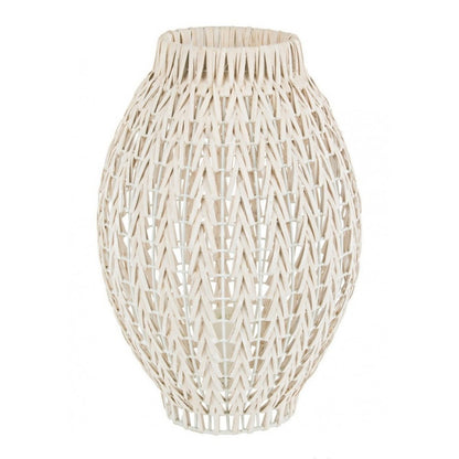 Lampada da tavolo in rattan sbiancato H51