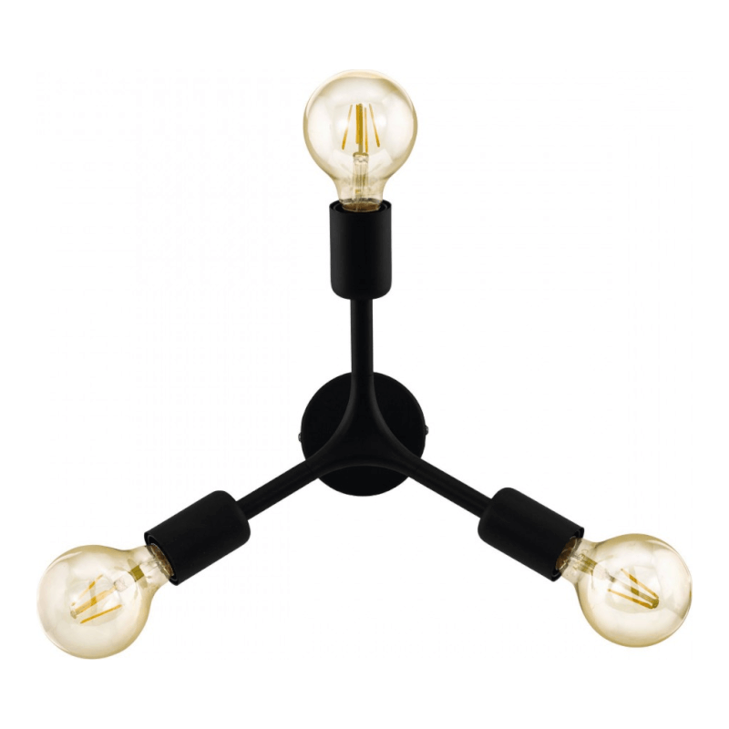 Plafonnier Bocadella Noir 3Xe27 Ø34,5 Cm Eglo