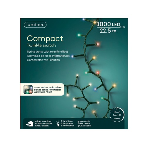 Kaemingk Illuminations de Noël 1000 LED blanc chaud et multicolores, effet scintillant