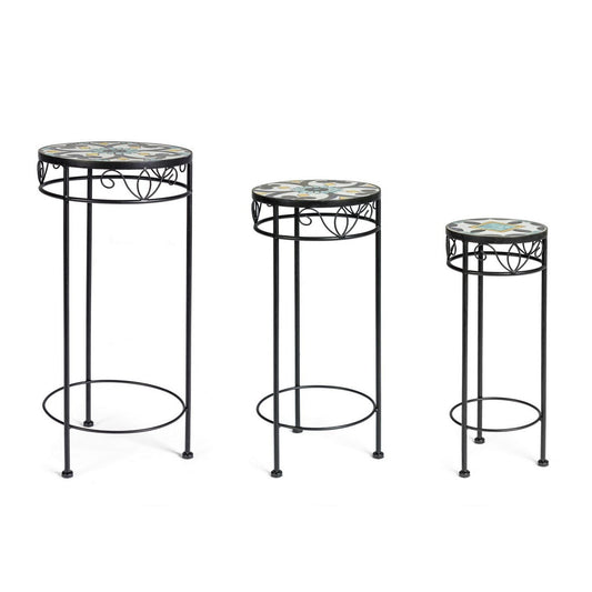 Tavolino rotondo 30x68 cm in ceramica e acciaio