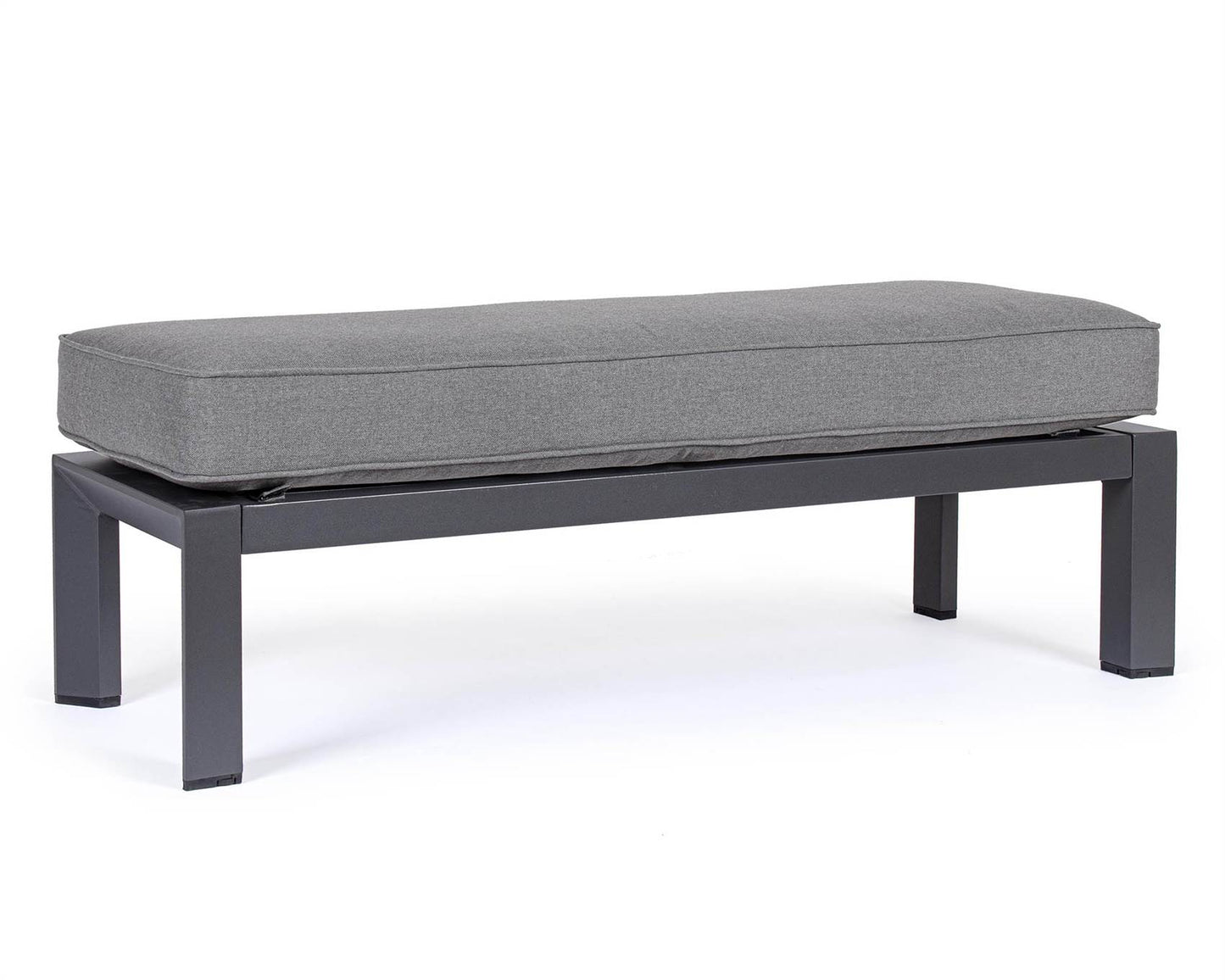 Banc simple avec conteneur Pavlina Anthracite en aluminium, acier et polyester