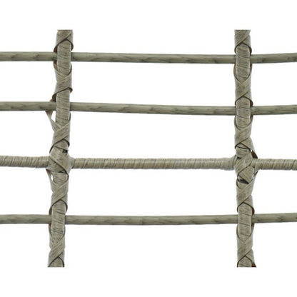 Salon gris 3 pièces Evora - Fauteuils et table basse en osier avec pieds réglables