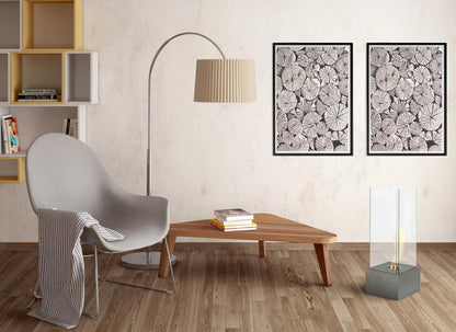 Cheminées bioéthanol modernes gris gaufré 25 x 25 xh 65 cm