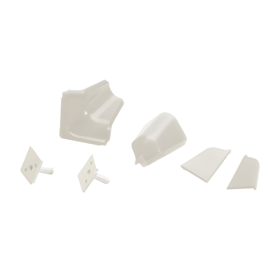 Ensemble d'accessoires pour dosserets blancs - Coin extérieur, Coin intérieur, Bornes - Couleurs assorties