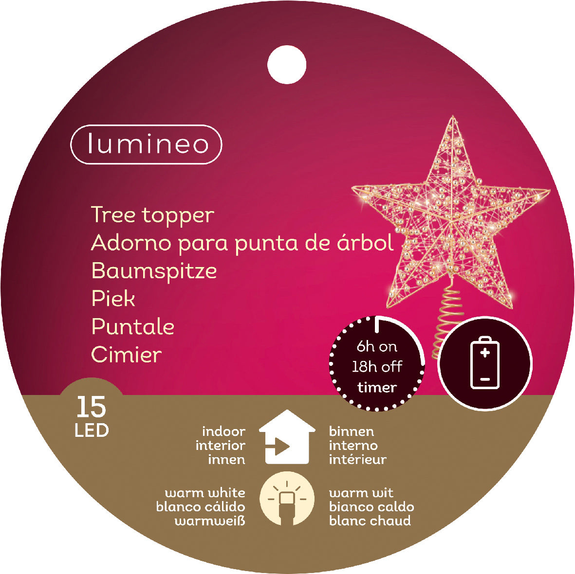 Étoile stable pour sapin de Noël Micro LED BO L 6 x P 25 x H 27 cm