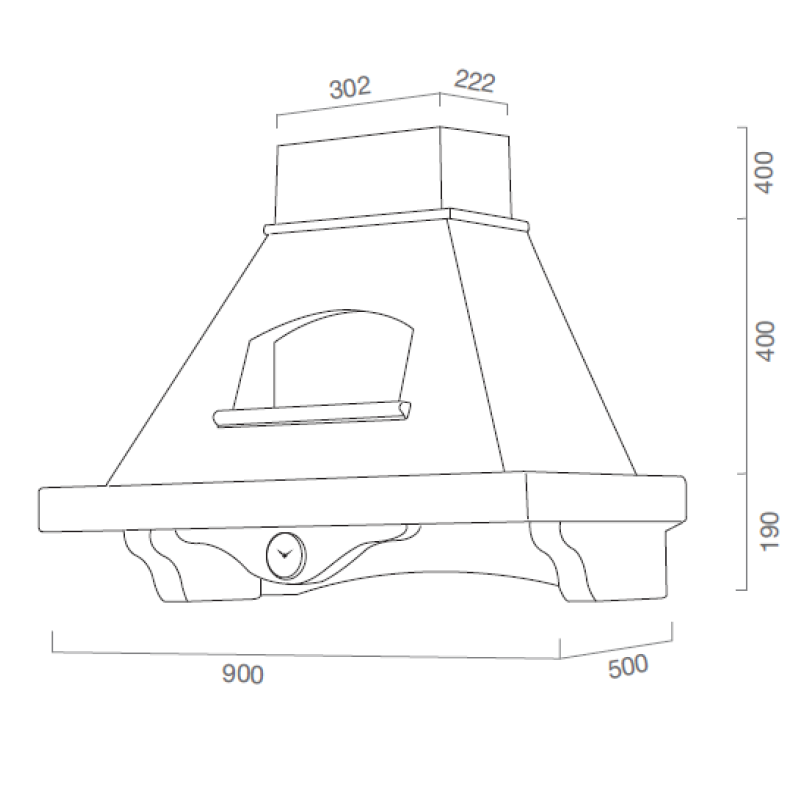 Hotte de cuisine rustique blanche AIDA avec cadre en bois couleur tabac avec horloge de 90 cm