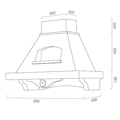 Hotte de cuisine rustique blanche AIDA avec cadre en bois couleur tabac avec horloge de 90 cm