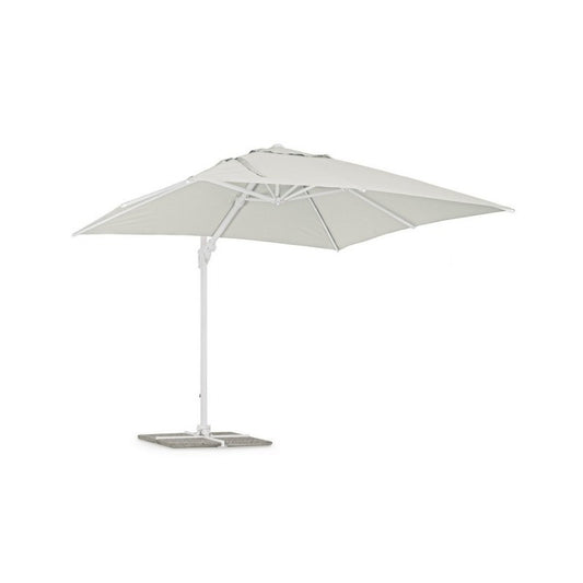 Parasol à Bras Eden 3x3 m - Blanc/ Bois Naturel