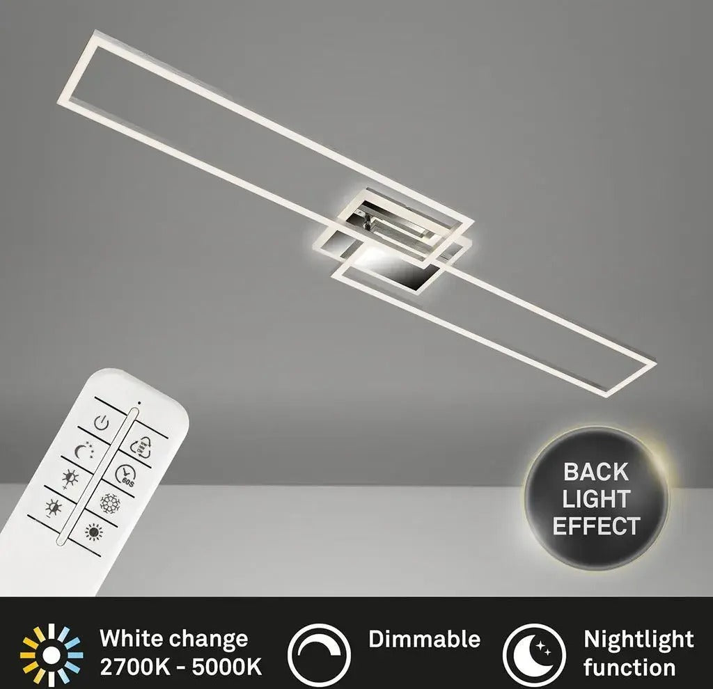 Plafonnier LED dimmable avec télécommande 40W métal argenté
