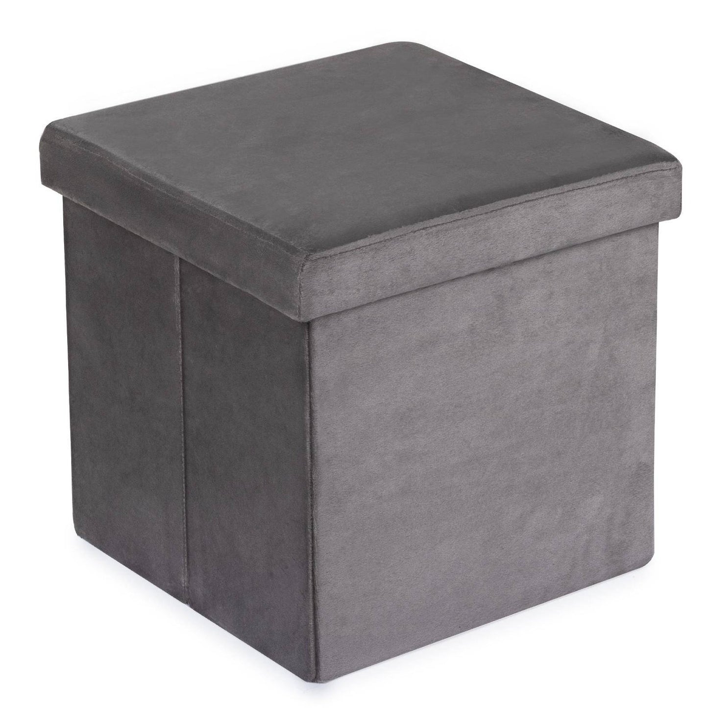 Pouf de rangement gris 38x38xh38 cm