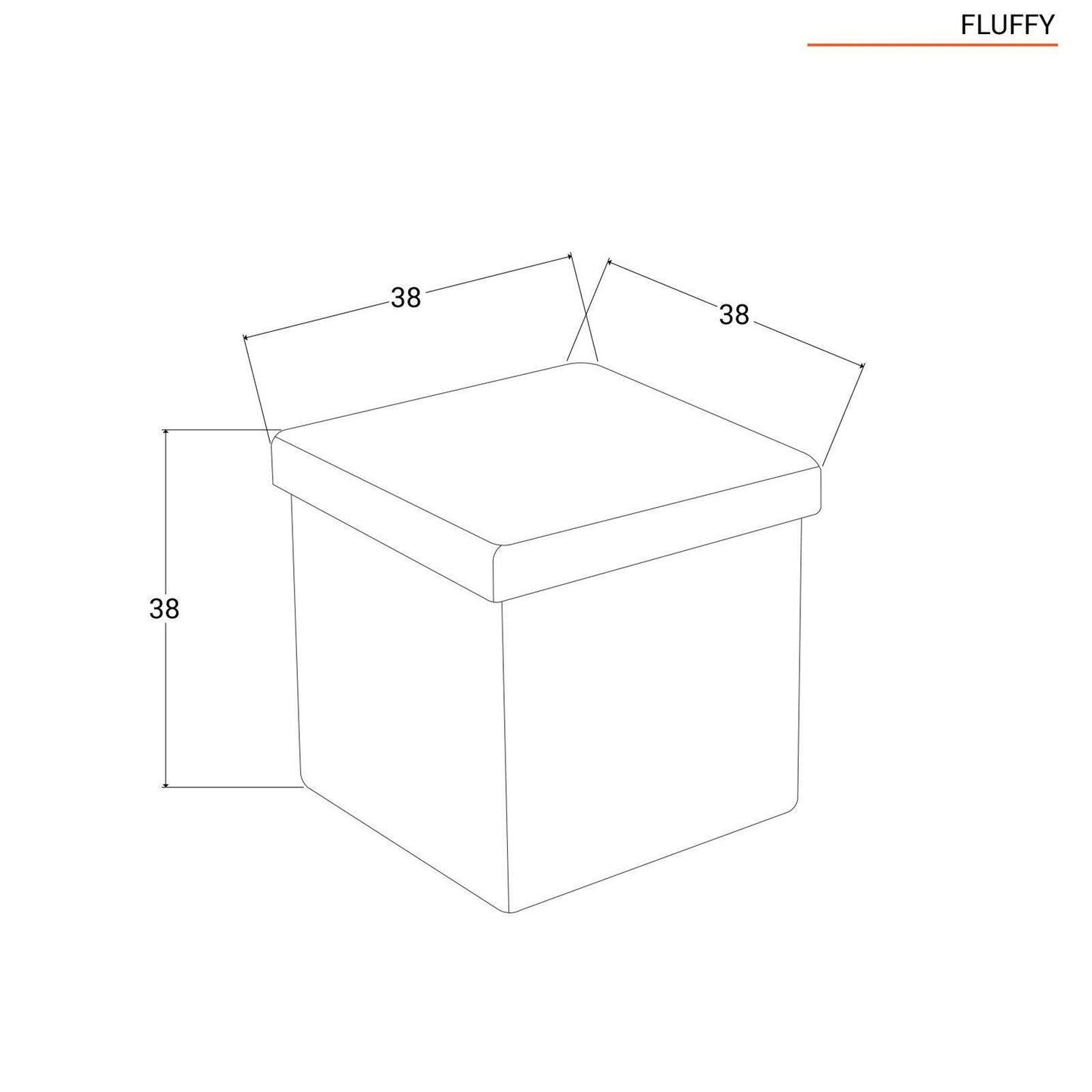Pouf de rangement gris 38x38xh38 cm