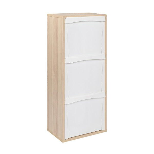 Meuble de tri sélectif en bois de chêne blanchi