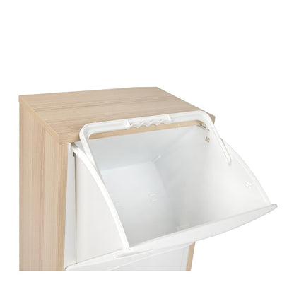 Meuble de tri sélectif en bois de chêne blanchi