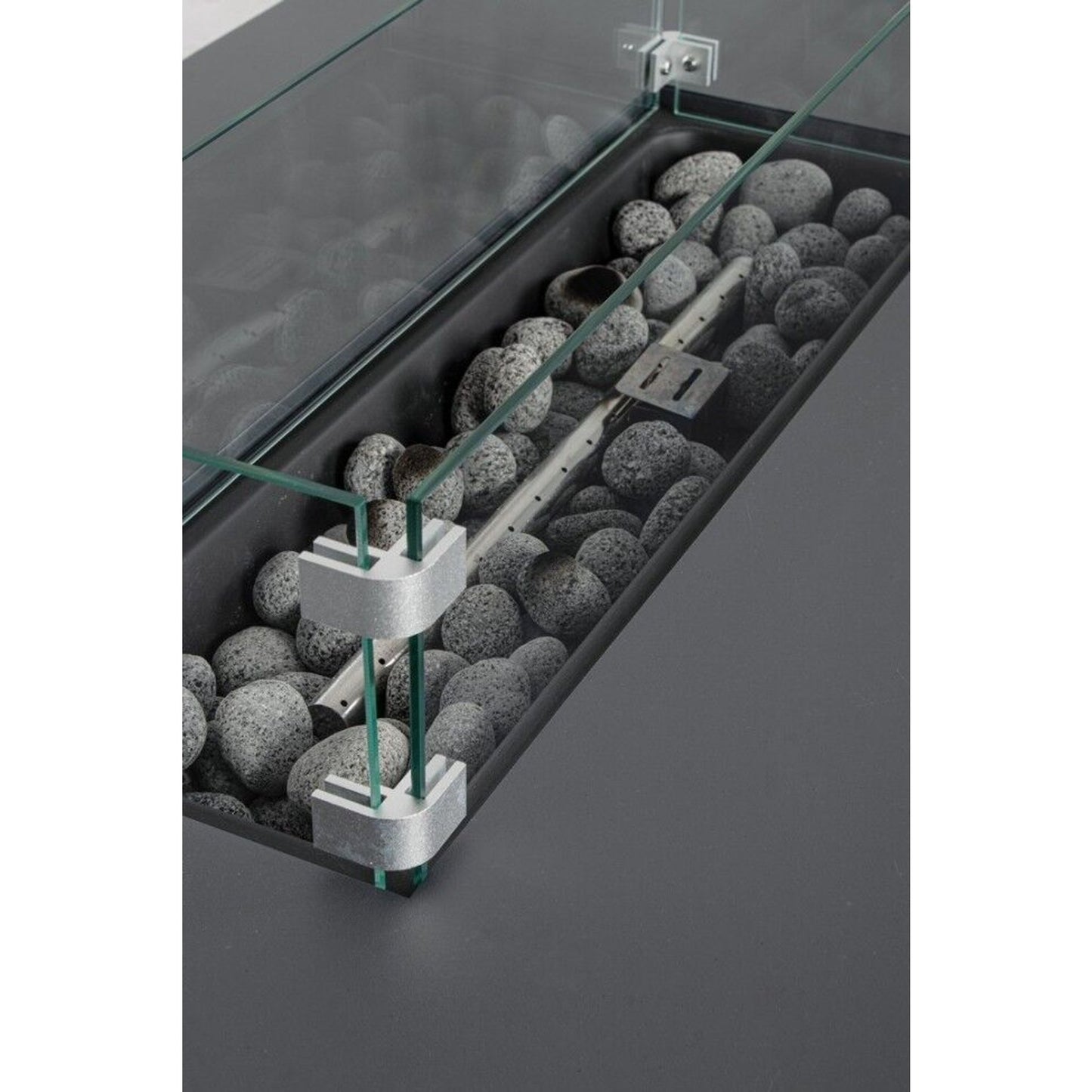 Cheminée à gaz gris foncé 110x65 cm