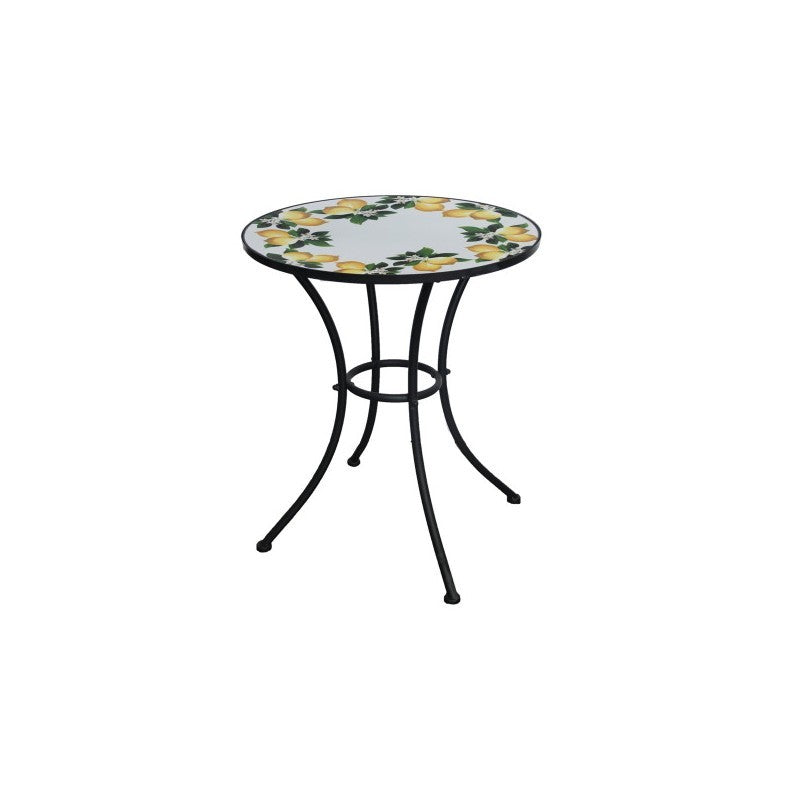 Tavolino tondo Mosaico Lemon Ø 60x75h cm in metallo