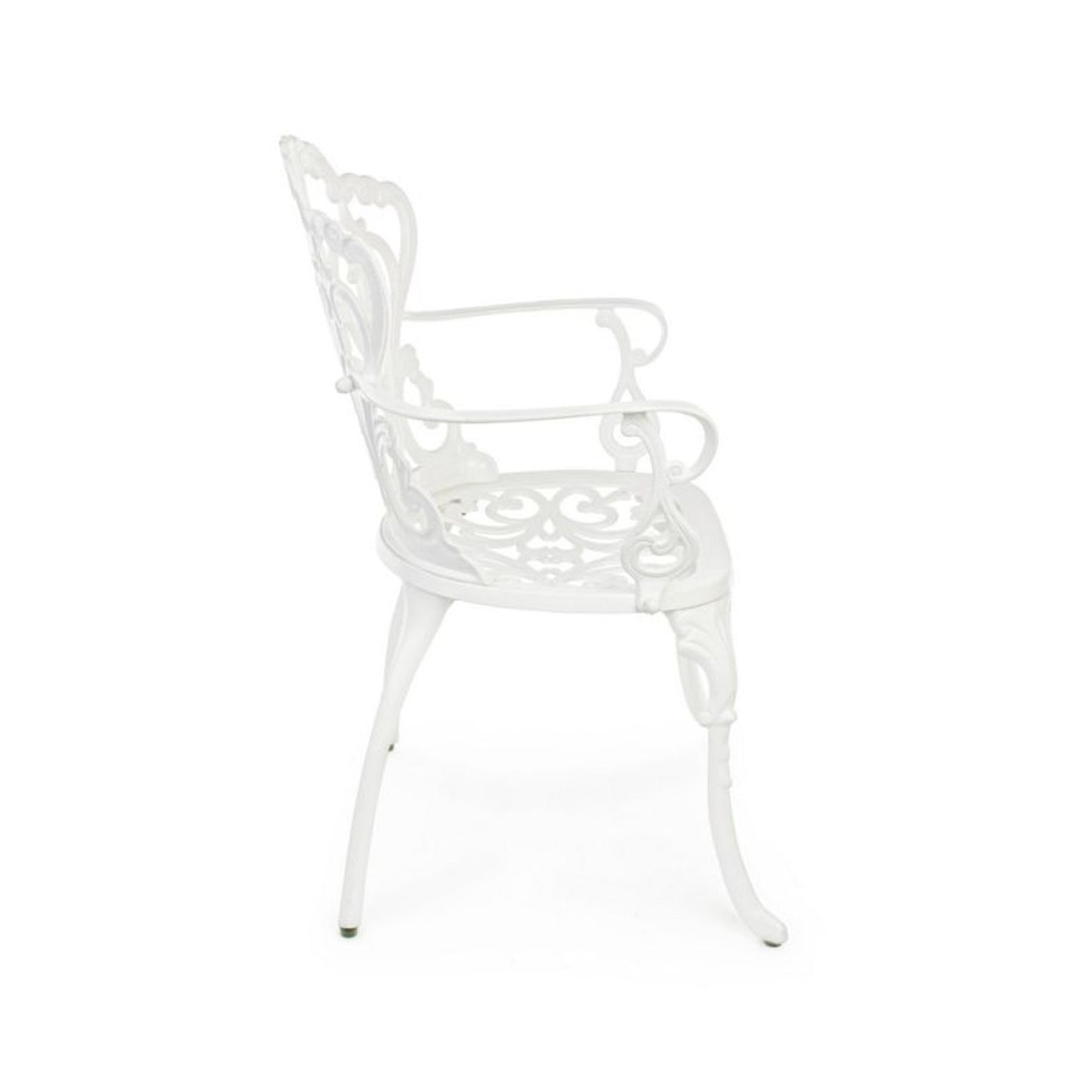 Sedia in alluminio bianca con braccioli 57,5x58x87,5