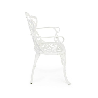 Sedia in alluminio bianca con braccioli 57,5x58x87,5