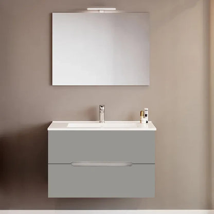 Meuble de salle de bain Iris avec vasque et miroir LED 106 cm chêne gris