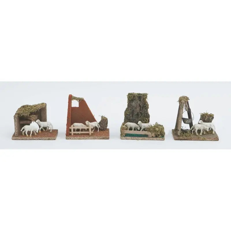 Display ambientazione presepe con 2 pecore cm 14 x 8 x 13 h - 1 pezzo assortito