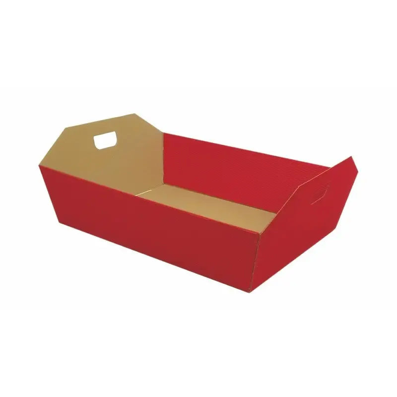 Cesta in cartone ondulato rossa con manici cm 34 x 29 x 10 h
