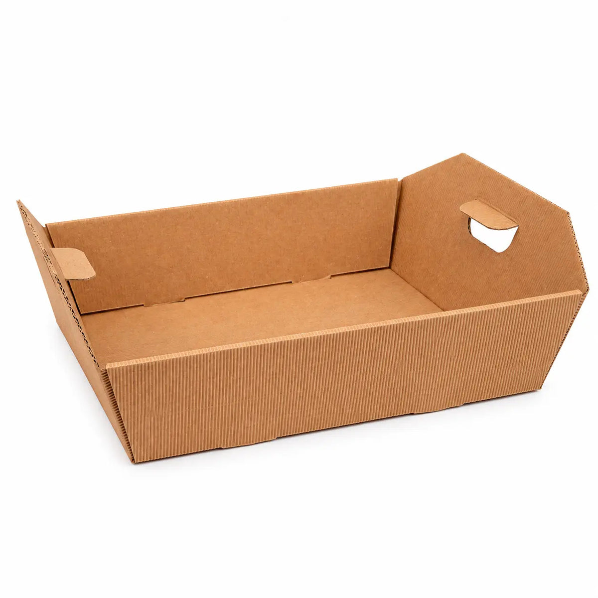 Cesta in cartone ondulato avana con manici cm 34 x 29 x 10 h
