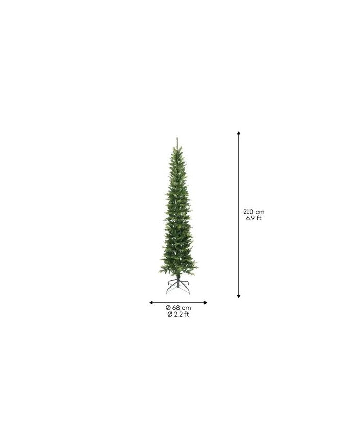 Albero di Natale artificiale Slim Fir verde Ø 68 cm - H 210 cm