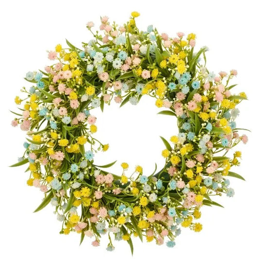 Corona decorativa di Gypsophila colorata 28x28x6 cm
