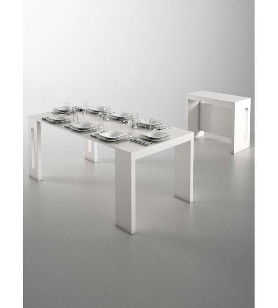 Console Table Transformable Tavolo Consolle Trasformabile bianco cm 90x44/186x76