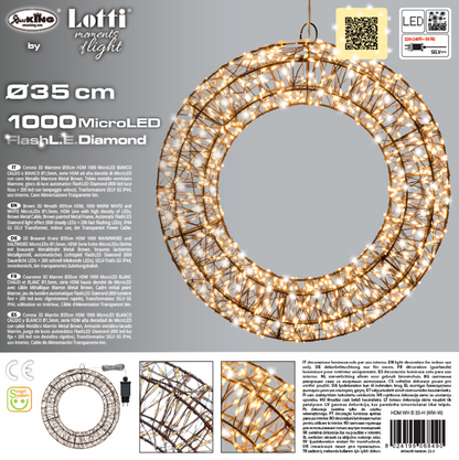Couronne Marron 3D ø35cm 1000 FlashLED MicroLED Diamant blanc