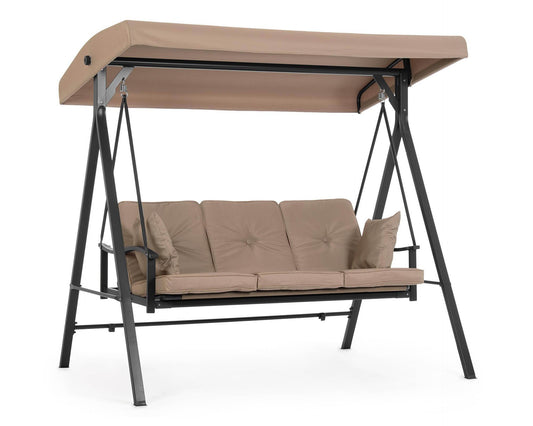 Balançoire à 3 étages avec coussin Efesto Sand en acier et polyester - Confort et style pour votre espace extérieur