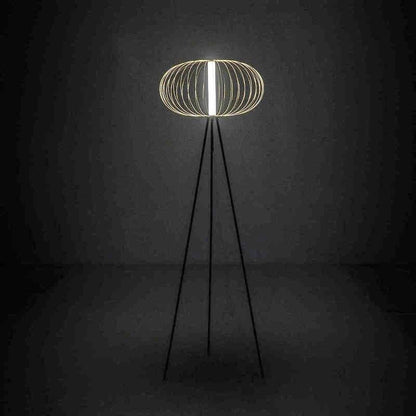 Lampadaire LED avec abat-jour en acier laiton poli 50x50xh.150 cm 