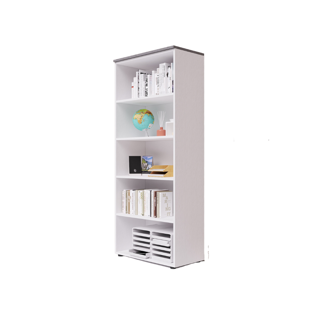 Bibliothèque de bureau ouverte avec plateau couleur Ciment H212x90x45cm