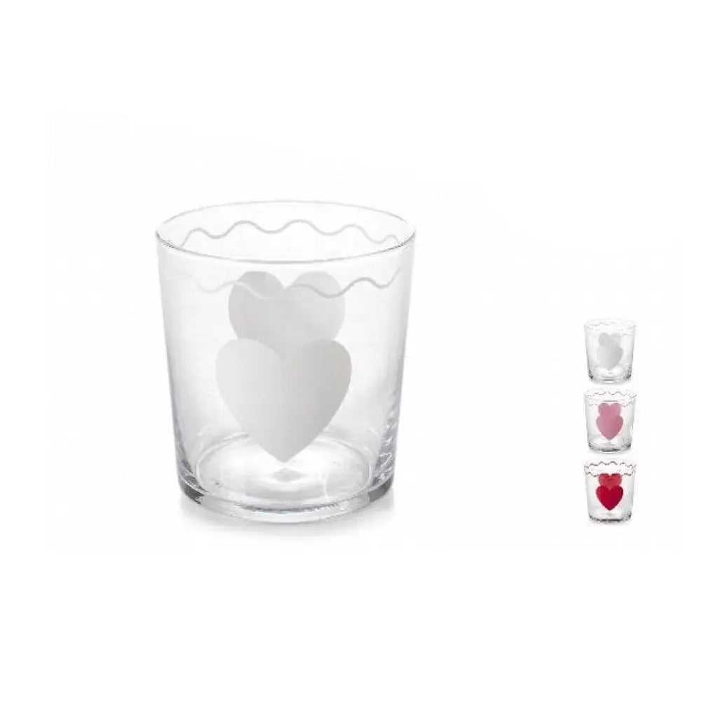 Gobelet en verre décoré coeur 35cl