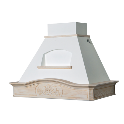 Hotte DÉSIRÉE en inox blanc, structure en bois de corde, 90 cm