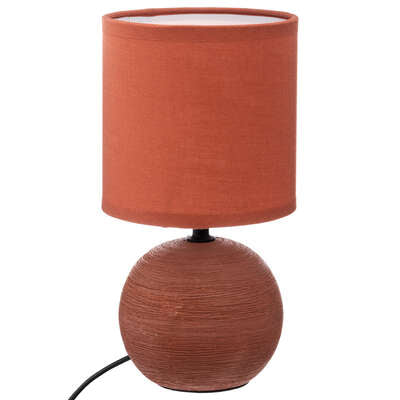 Lampe sphérique striée Timeo, hauteur 25 cm, céramique terre cuite