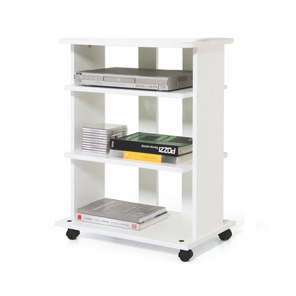 Chariot meuble TV en frêne blanc avec 3 étagères 60x45xH 81 cm