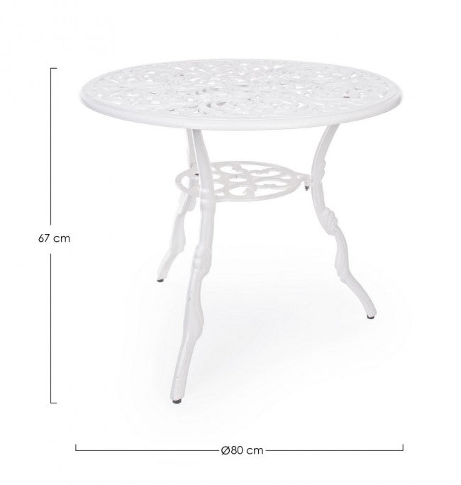 Table Victoria ronde blanche en aluminium D80 cm